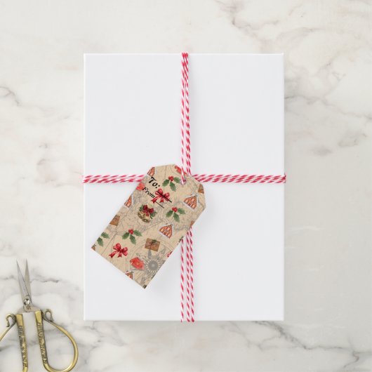 クラシッククリスマス ギフトタグ (より糸付き)