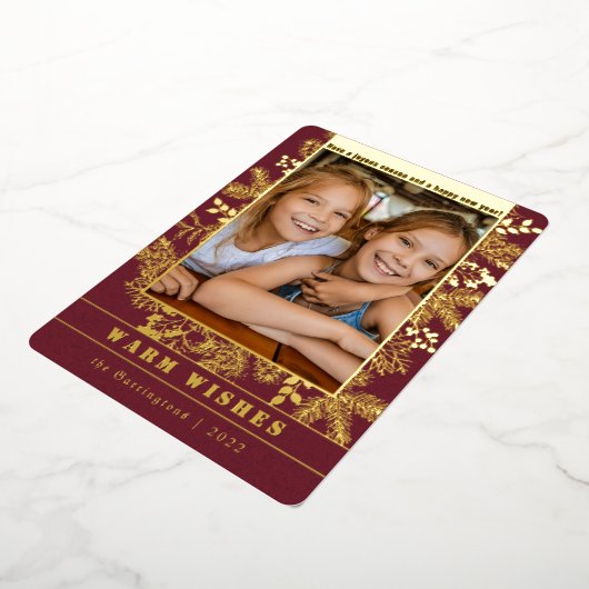 クラシッククリスマス |パイン&ボタニカルフォトカスタム 箔シーズンカード (回転した状態)