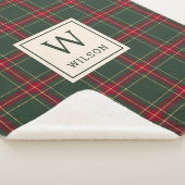 クラシッククリスマス・プレイド・ファミリー・ネーム・モノグラム シェルパブランケット (3/4)