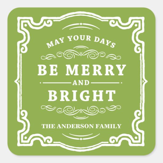 クラシッククリスマス |ホリデーギフトラベルラベル スクエアシール (正面)