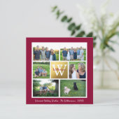 クラシッククリスマス・モノグラム・ホリデー・フォト・コラージュ シーズンカード (スタンド正面)