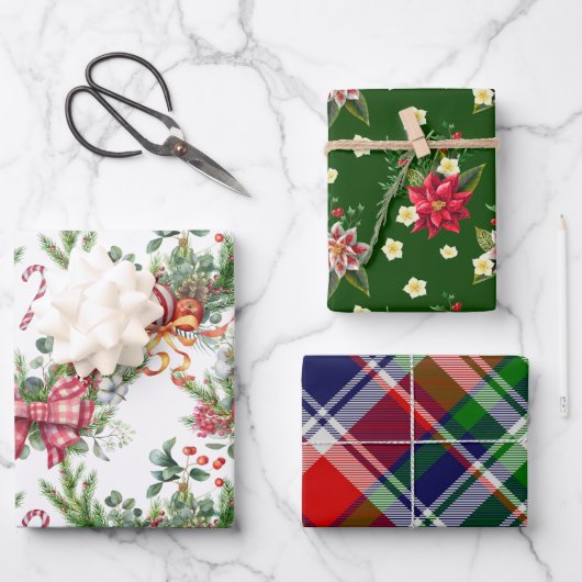 クラシッククリスマス ラッピングペーパーシート (正面)