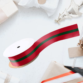 クラシッククリスマス 赤と緑のリボン サテンリボン