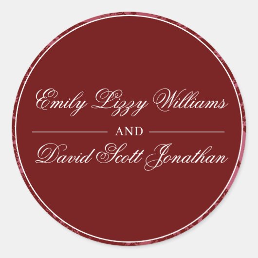 クラシッククリムゾンレッドエレガント抽象芸術 ラウンドシール (正面)