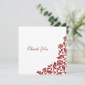 クラシッククリムゾンレッドローズレースススクエア結婚ズ サンキューカード (スタンド正面)