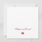 クラシッククリムゾンレッドローズレースススクエア結婚ズ 招待状 (裏面)