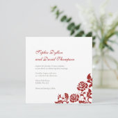 クラシッククリムゾンレッドローズレースススクエア結婚ズ 招待状 (スタンド正面)