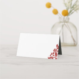 クラシッククリムゾンレッドローズレースバーグンディ結婚ズ プレイスカード