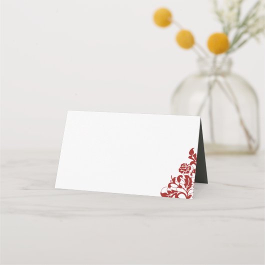 クラシッククリムゾンレッドローズレースバーグンディ結婚ズ プレイスカード (正面)