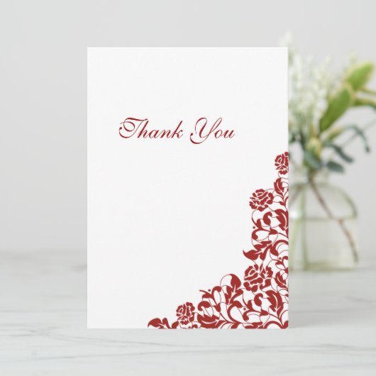 クラシッククリムゾンレッドローズ結婚レース サンキューカード (スタンド正面)