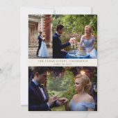 クラシッククリームオリーブグリーンフォトコラージュ結婚ズ サンキューカード (裏面)