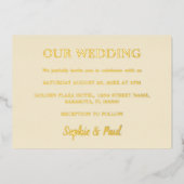 クラシッククリームズ結婚ゴールドフォイル招待状 箔招待状 (正面)