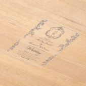 クラシッククレストミニマシンプルリストモノグラム結婚ズ アクリル招待状 (レイダウン)