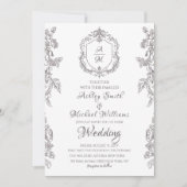 クラシッククレストミニマシンプルリストモノグラム結婚ズ 招待状 (正面)