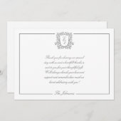 クラシッククレストモノグラム白黒サンキューカード サンキューカード (正面/裏面)