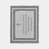 クラシッククロス聖なる書物、 経典フィリップ4:13グレー フリースブランケット (正面)