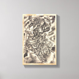 クラシッククールヴィンテージ日本の鬼の侍の戦い キャンバスプリント