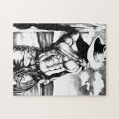 クラシッククール手描き西カウボーイアート ジグソーパズル (横)