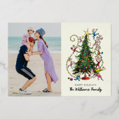 クラシックグインチ |クリスマスツリーの休日の写真 箔シーズンカード (正面)