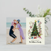 クラシックグインチ |クリスマスツリーの休日の写真 箔シーズンカード (立ち正面)