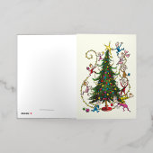クラシックグインチ |クリスマスツリー 箔グリーティングカード (外側レイダウン)