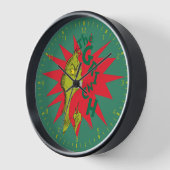クラシックグインチ |赤いスターバスト 壁時計 (傾斜)