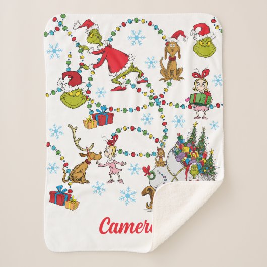 クラシックグインチ | Grinch & Max with Sleigh シェルパブランケット (正面)