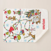 クラシックグインチ | Grinch & Max with Sleigh シェルパブランケット (正面(横))