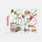 クラシックグインチ | Grinch & Max with Sleigh フリースブランケット (正面(横))