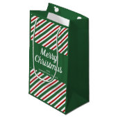 クラシックグストライプリーンクリスマス スモールペーパーバッグ (正面アングル)