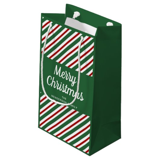 クラシックグストライプリーンクリスマス スモールペーパーバッグ (裏面アングル)