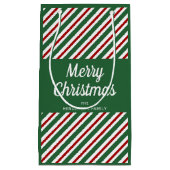クラシックグストライプリーンクリスマス スモールペーパーバッグ (正面)