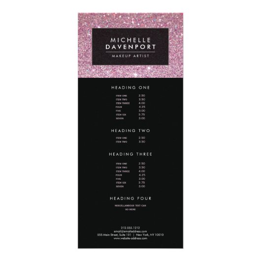 クラシックグリッターピンクのメイクアップアーティストラックカード ラックカード (正面)