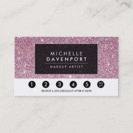クラシックグリッターピンクサロンロイヤリティパンチカード ロイヤリティカード