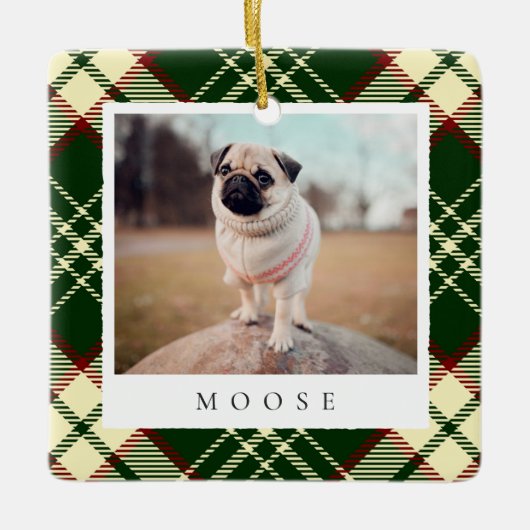 クラシックグリパーソナライズされたーの愛犬の写真 セラミックオーナメント (正面)