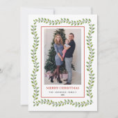 クラシックグリーナリーホリーフレームクリスマス 案内状 (正面)