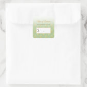 クラシックグリーンおよび金ゴールドパターン価格ラベル スクエアシール (バッグ)