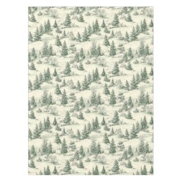 クラシックグリーンとクリームトイルフランスのクリスマス テーブルクロス