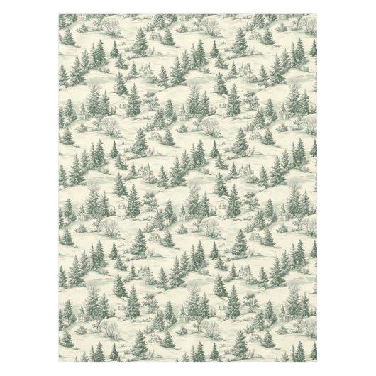 クラシックグリーンとクリームトイルフランスのクリスマス テーブルクロス (正面)