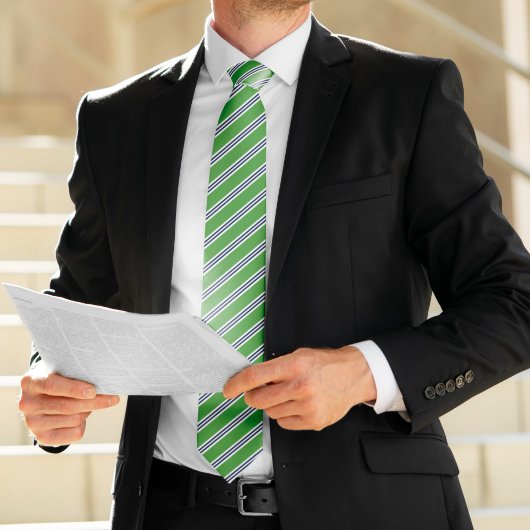 クラシックグリーンとネイビーストライプズ ネクタイ