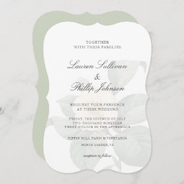 クラシックグリーンとホワイトヴィンテージの結婚花 招待状