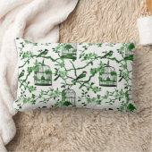 クラシックグリーンと白のチノワセリーバードケージ ランバークッション (ブランケット)