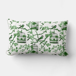クラシックグリーンと白のチノワセリーバードケージ ランバークッション