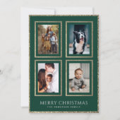 クラシックグリーンと金ゴールドクリスマスフォトコラージュ シーズンカード (正面)