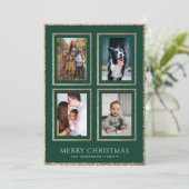 クラシックグリーンと金ゴールドクリスマスフォトコラージュ シーズンカード (スタンド正面)
