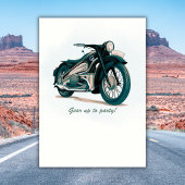 クラシックグリーンのバイクでスピードを出す 50歳の誕生日 招待状