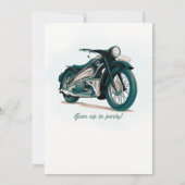 クラシックグリーンのバイクでスピードを出す 60歳の誕生日 招待状 (裏面)