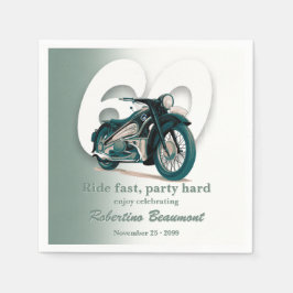クラシックグリーンのバイクで疾走 60歳の誕生日 スタンダードカクテルナプキン