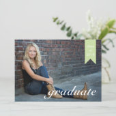 クラシックグリーンの卒業おめでとうカード - 招待 招待状 (スタンド正面)