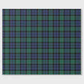 クラシックグリーンアンドブルーブラックウォッチプレイドホリデー ラッピングペーパー (フラット)